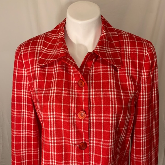 VTG Pendleton 10 Petite Red White Plaid Blazer. - Picture 5 of 8